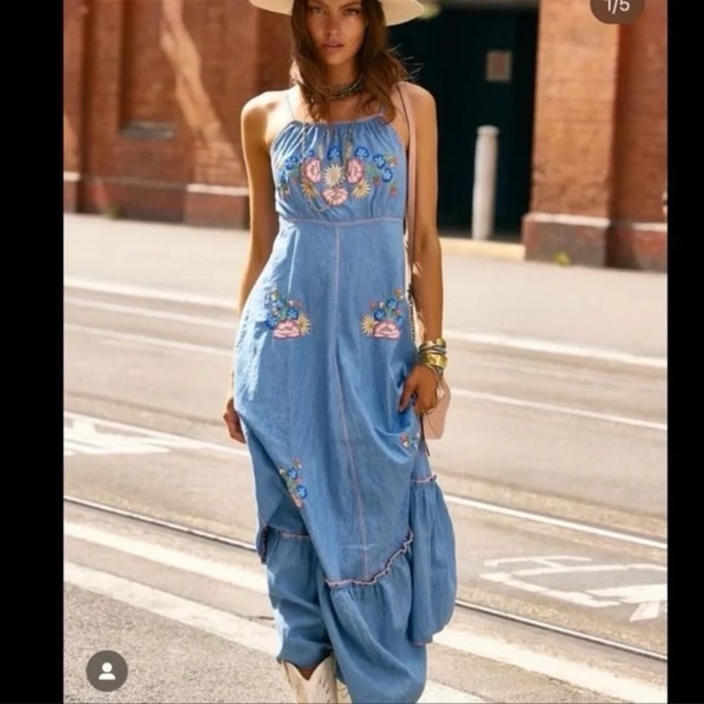 Chasing unicorns Bad Moon Rising chambray dress BNWT